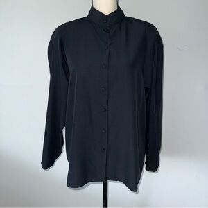 Vintage Oscar De La Renta Expressions Black‎ Designer Long Sleeve blouse size 16